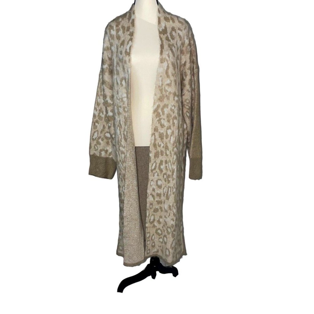 Topshop Leopard Print Duster Sweater Long Sleeves Size 8-10